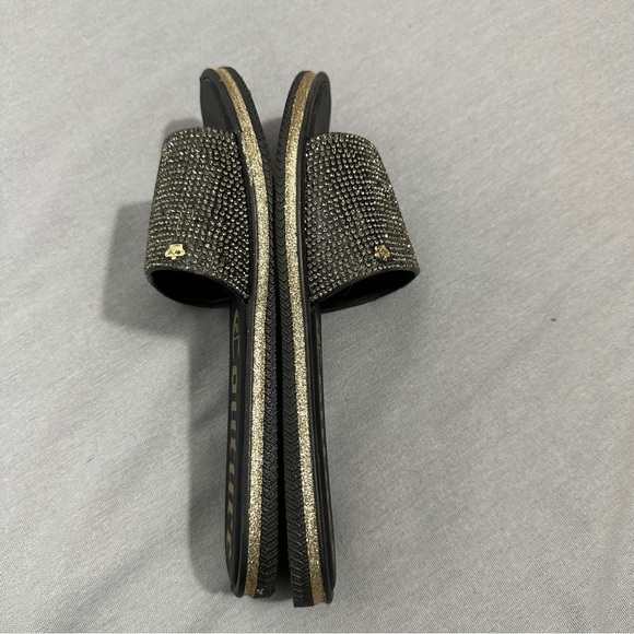 Juicy Couture size 10 black rhinestone slides, sandals, sparkle, party, summer - Picture 10 of 11